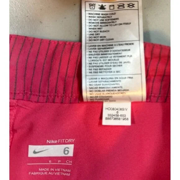 Nike Dri Fit Tennis Shorts Skirt Skort Pink Pinstripe Size 6 - Picture 8 of 8